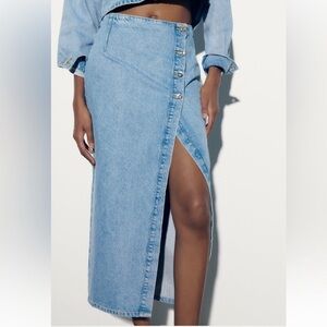 NWT Zara Denim Midi Maxi Skirt